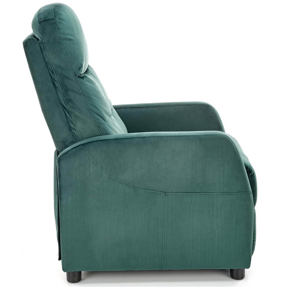 Recliner chair Helipe, dark green velvet, H103-76x64x84-135cm, seat H48cm