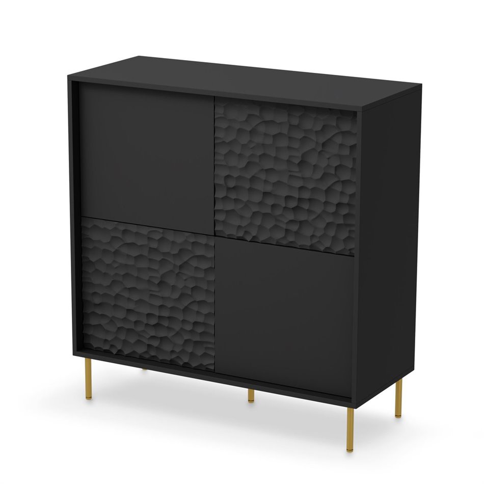 Sideboard Haulet, black/gold color, H105x100x41cm