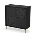 Sideboard Haulet, black/gold color, H105x100x41cm