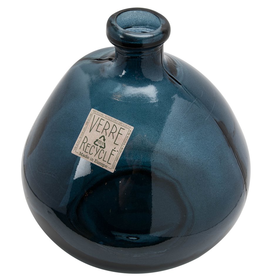 Vase Uly, glass, blue, H22xD23cm