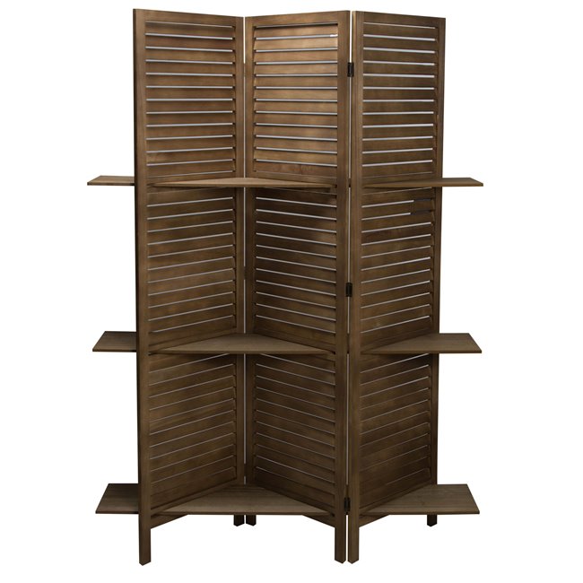 Wooden screen with 3 shelves, H170x120x26cm