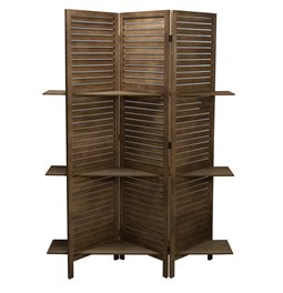 Wooden screen with 3 shelves, H170x120x26cm