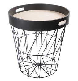 Table Kumi with tray, black, D35cm H38cm