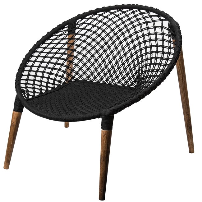 Кресло для отдыха Raina, плетеное, черное, H83x85x89см