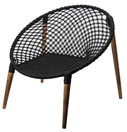 Armchair Raina, macrame, black, H83x85x89cm
