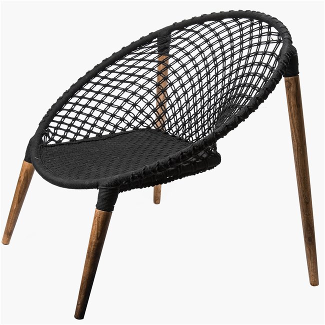 Кресло для отдыха Raina, плетеное, черное, H83x85x89см