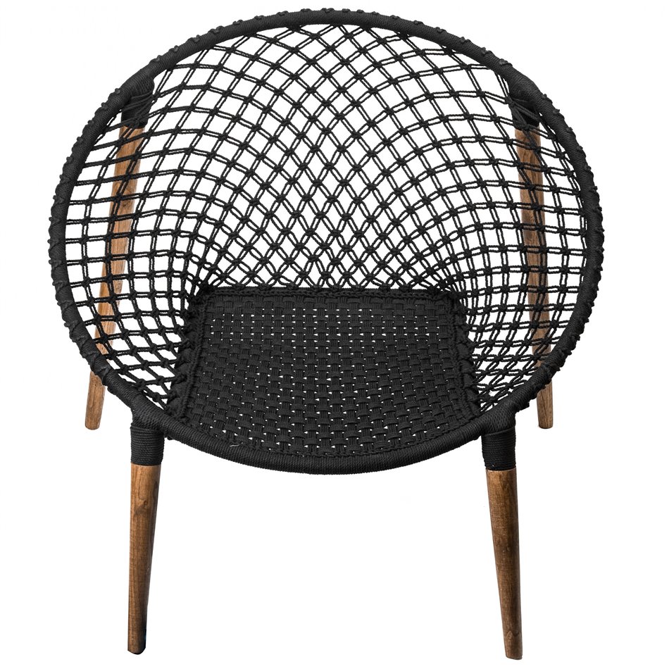 Кресло для отдыха Raina, плетеное, черное, H83x85x89см