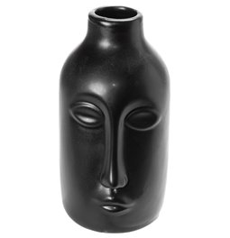 Vase Face I, ceramic, black, H20cm, 11x10cm