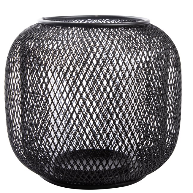 Candle holder Seoul, black, metal,  H18cm D16.5cm