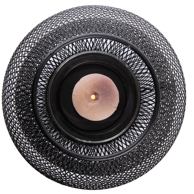 Candle holder Seoul, black, metal,  H18cm D16.5cm