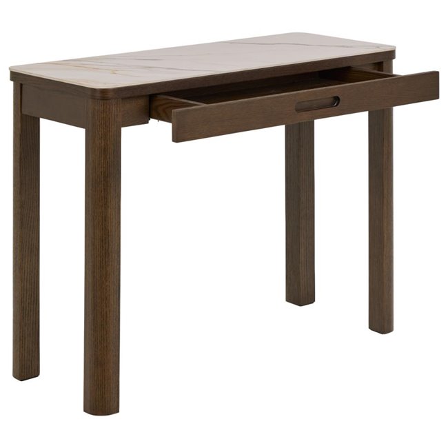 Console Authamp, brown/beige marble look, H75x100x40cm 