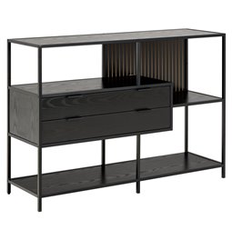 Bookcase Seaford, black, H78x114x35cm 