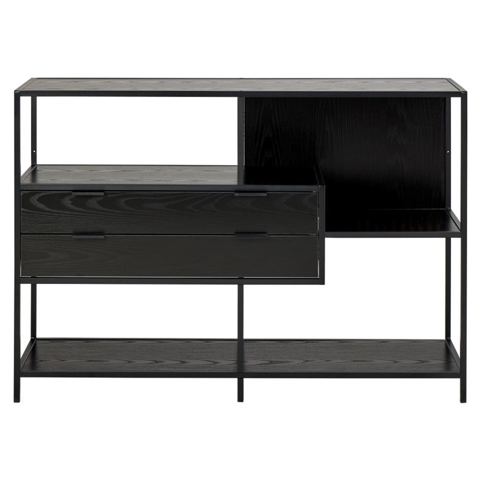 Bookcase Seaford, black, H78x114x35cm 