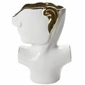 Vase Face, white/golden, 20x11x28cm
