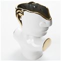 Vase Face, white/golden, 20x11x28cm