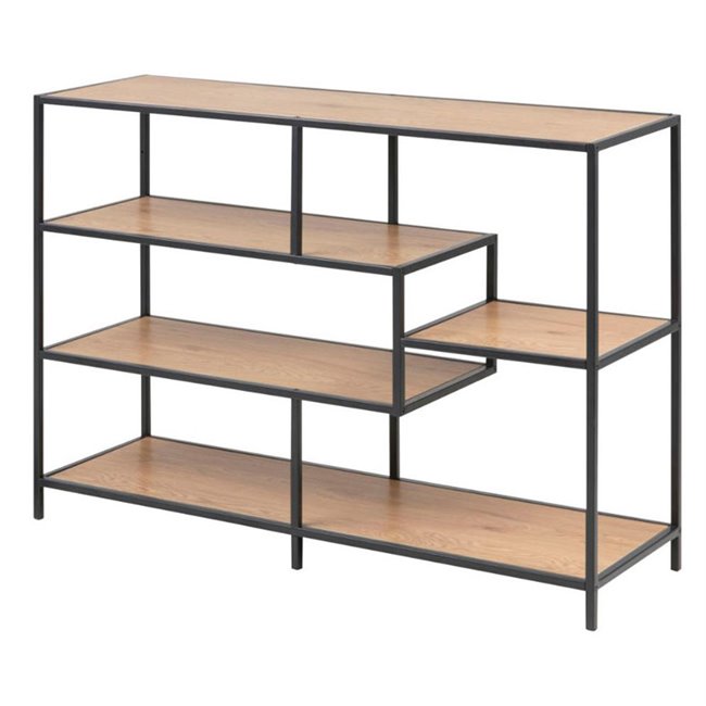 Bookcase Seaford IV, oak/black, H78x114x35cm