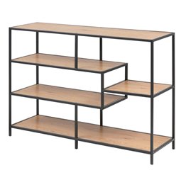Bookcase Seaford IV, oak/black, H78x114x35cm