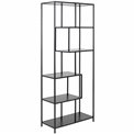 Bookcase Seaford V, black, H185x77x35cm