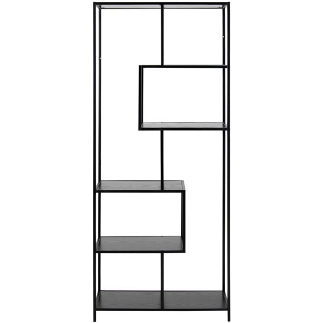 Bookcase Seaford V, black, H185x77x35cm