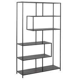 Bookcase Seaford, black, H185x114x35cm 