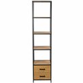 Bookcase Seaford, oak/black frame, H185x42x35cm