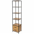 Bookcase Seaford, oak/black frame, H185x42x35cm