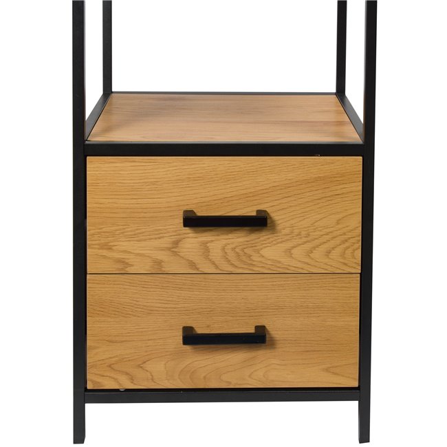 Bookcase Seaford, oak/black frame, H185x42x35cm
