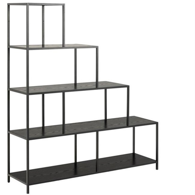 Bookcase Seaford II, ash/black frame, H150x135x35cm