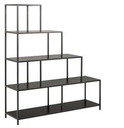 Bookcase Seaford II, ash/black frame, H150x135x35cm