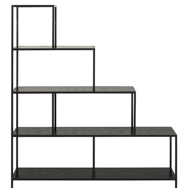 Bookcase Seaford II, ash/black frame, H150x135x35cm