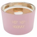 Scented soy candle in glass jar Hip hip hooray, pink, 25 h, H5cm, D7.5cm