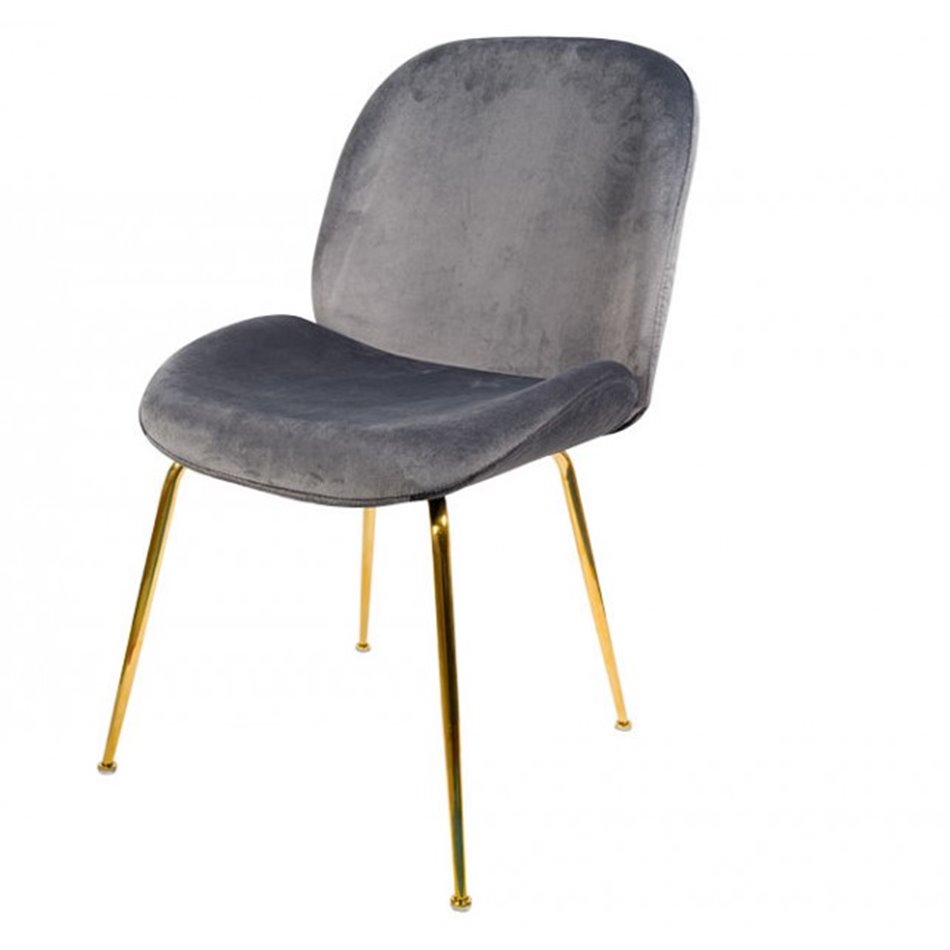 Обеденный стул Troja, серый, бархатный, H88x58x46см, высота сиденья 47см