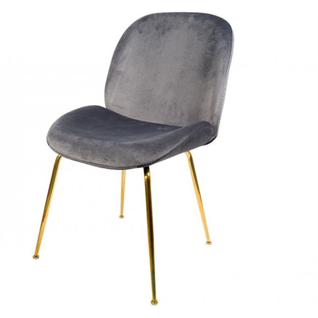 Обеденный стул Troja, серый, бархатный, H88x58x46см, высота сиденья 47см