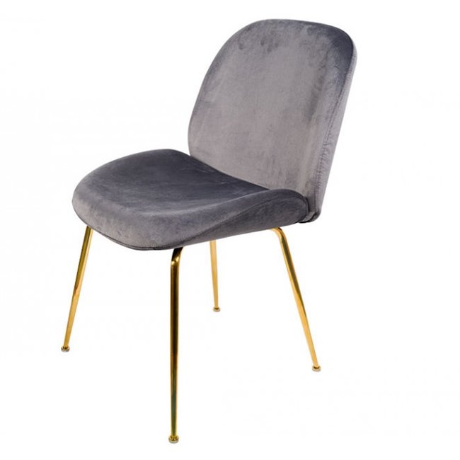 Обеденный стул Troja, серый, бархатный, H88x58x46см, высота сиденья 47см