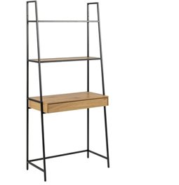 Bookcase Seaford with 1 drawer, oak/black frame, H174.5x77x36cm