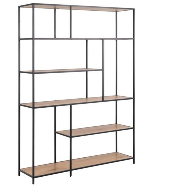 Bookcase Seaford, oak/black frame, H185x135x35cm