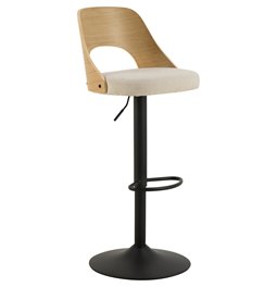 Bar chair Alucy, set of 2 pcs, beige/natural color, H113x47x50.5cm, seat height 62-84cm