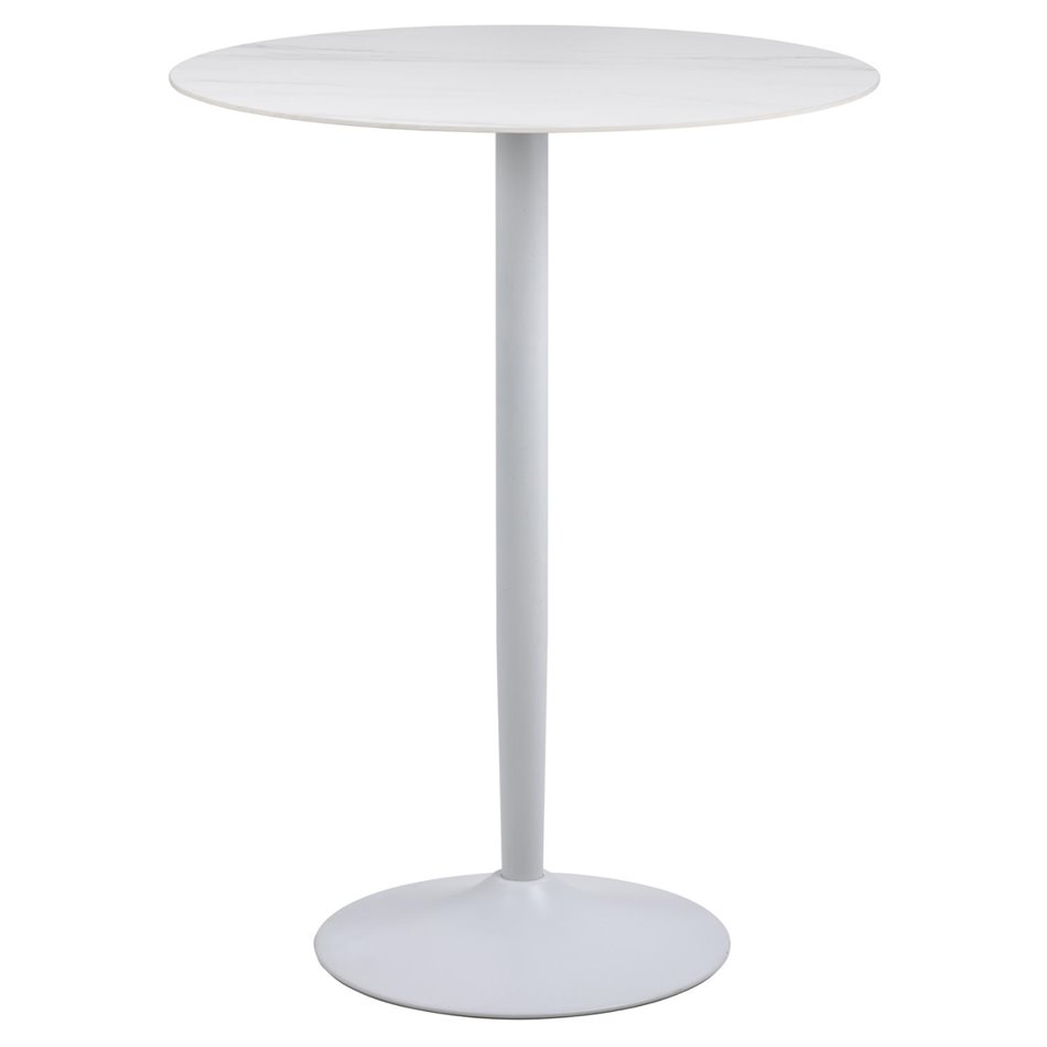 Bar table Alta, white marble look, H105xD80cm 