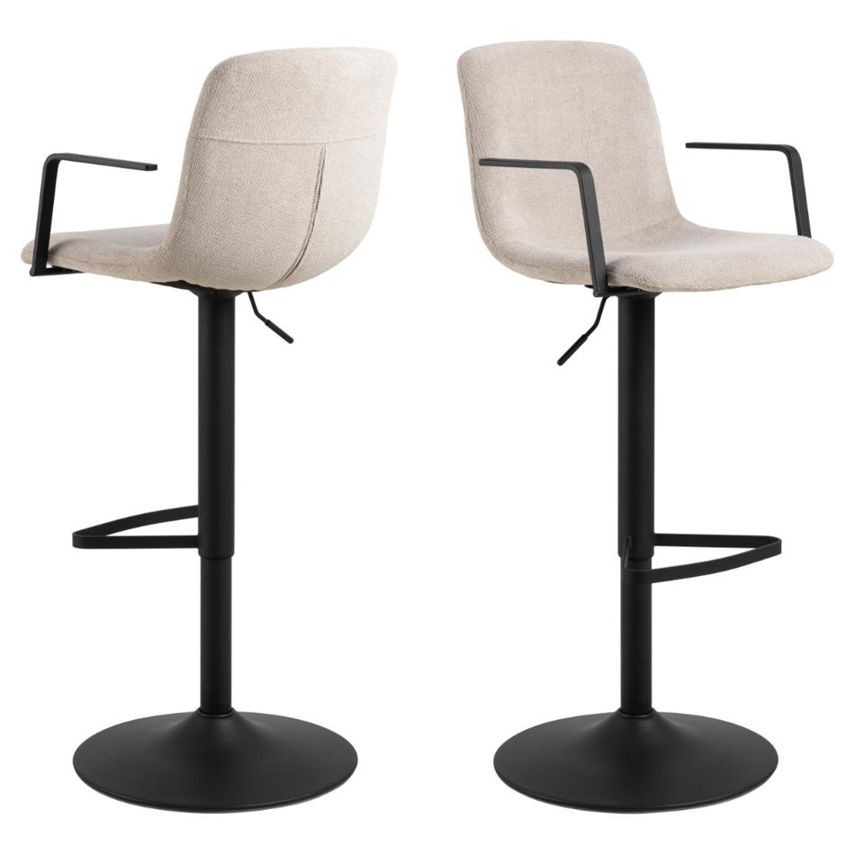 Bar chair Ablok, set of 2 pcs, beige, H114x50x53cm, seat height 63-84cm