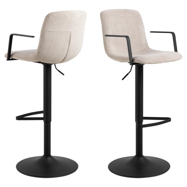 Bar chair Ablok, set of 2 pcs, beige, H114x50x53cm, seat height 63-84cm