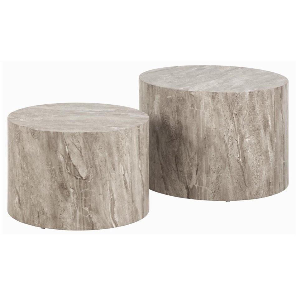 Coffee table set Aice, grey marble look, H40xD58cm 