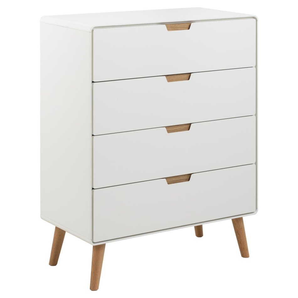 Chest of drawers Alovell, white, H100x80x40cm 
