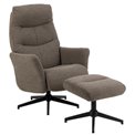 Armchair Alondo with footstool, brown, H112x75x83cm, seat height 47cm