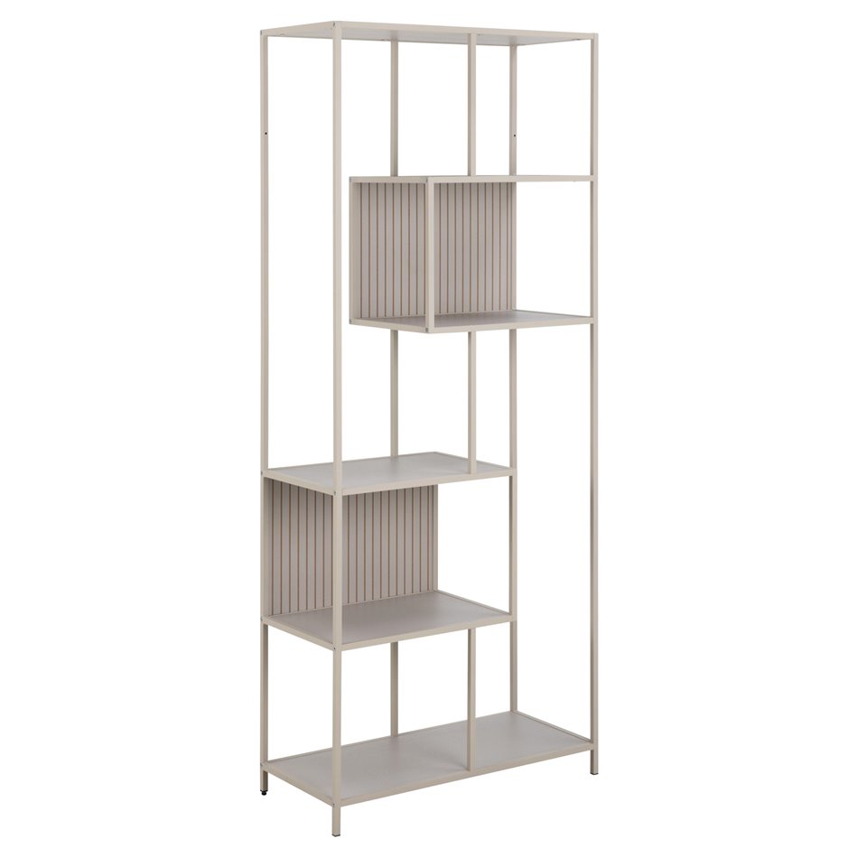 Bookcase Seaford, light grey/beige, H185x77x35cm 