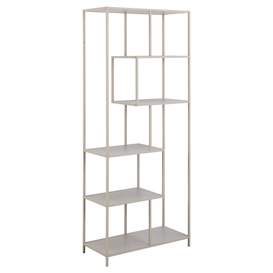 Bookcase Seaford, light grey/beige, H185x77x35cm 