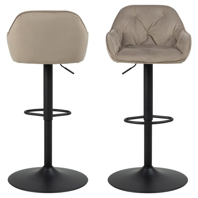 Bar chair Arook, set of 2 pcs, beige, H109x52x52cm, seat height 63-84cm