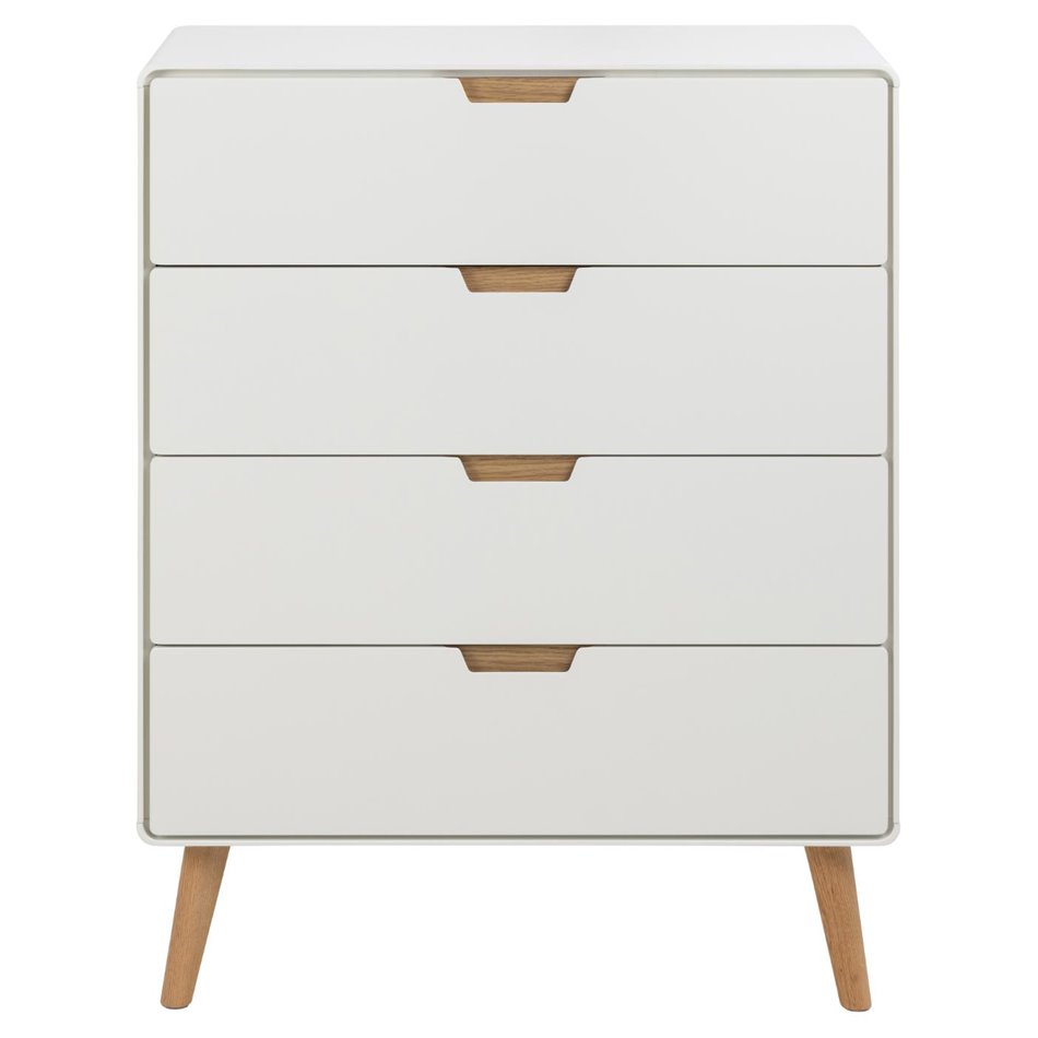 Chest of drawers Alovell, white, H100x80x40cm 