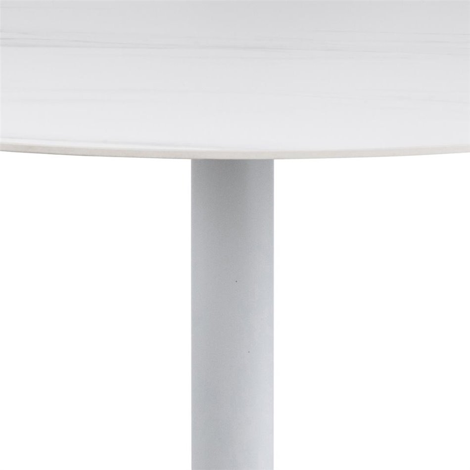 Bar table Alta, white marble look, H105xD80cm 