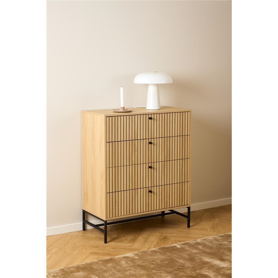 Chest of drawers Albany, natural color, H100x80.5x40cm 