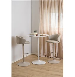 Bar table Alta, white marble look, H105xD80cm